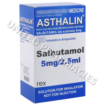 Asthalin Nebuliser Solution (Salbutamol) - 5mg (20 x 2.5mL Ampoules) Image1