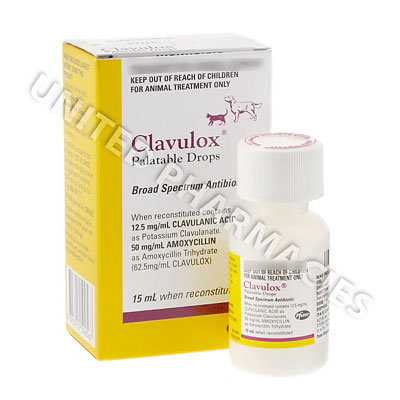 Clavulox Palatable Drops (Amoxycillin 50mg/Clavulanic Acid 12.5mg) -15mL Image1