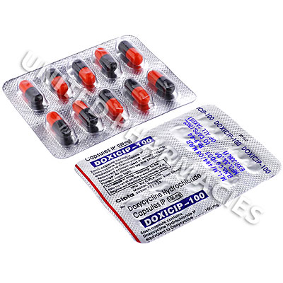 Doxicip-100 (Doxycycline Hydrochloride) - 100mg (10 Capsules) Image1