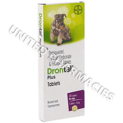 Drontal Plus (Praziquantel/Pyrantel Pamoate/Febantel) - 50mg/144mg/150mg (20 Tablets) Image1