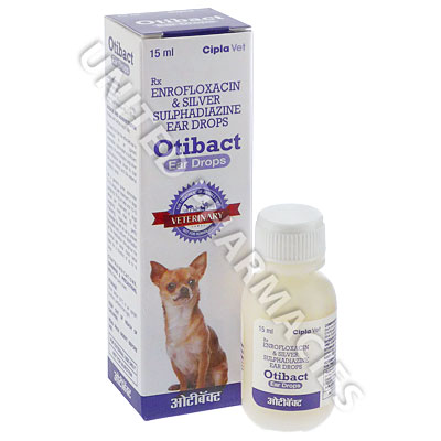 Otibact Ear Drops (Enrofloxacin/Silver Sulfadiazine) (15mL) Image1
