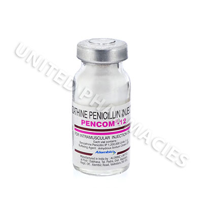 Pencom-12 Injection (Benzathine Penicillin) - 1,200,000 units (1 Vial) Image1