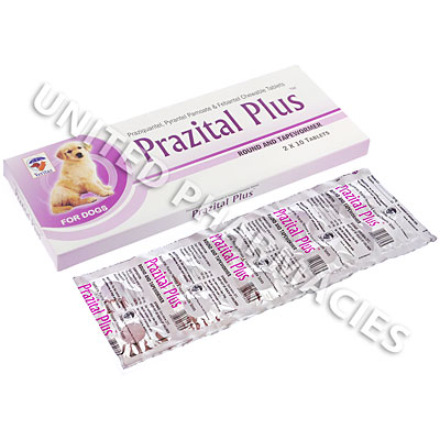 Prazital Plus (Praziquantel/Pyrantel Pamoate/Febantel) - 50mg/144mg/150mg (20 Tablets) Image1