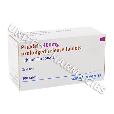 Priadel (Lithium Carbonate) - 400mg (100 Tablets) Image1