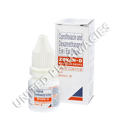 Zoxan D Eye/Ear Drop (Ciprofloxacin HCL/Dexamethasone) - 0.3%/0.1% (5ml) Image1