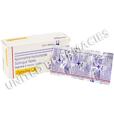 Zyprima 3 (Apomorphine Hydrochloride) - 3mg (4 Tablets) Image1